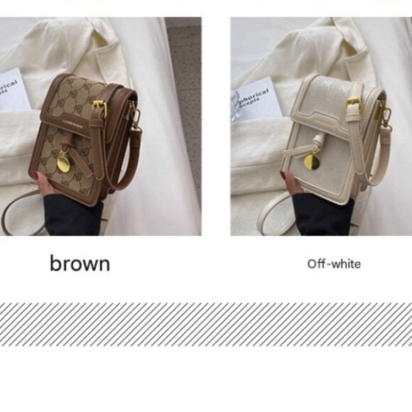 Brown Monogram Buckle Flap Crossbody Purse - Picture 2 of 11